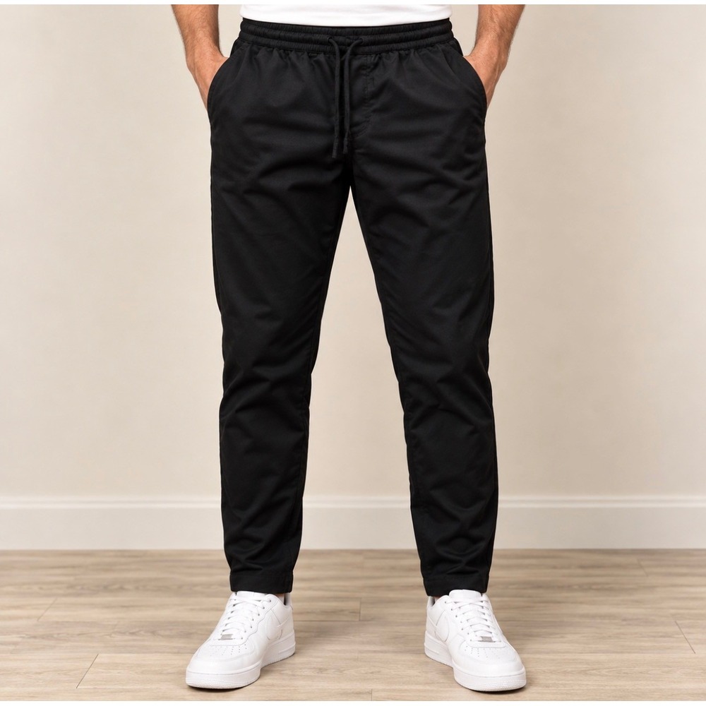 H&M Jogger Pants Medium Black Good Slim Fit Elastic Waist Drawstring Tapered Leg